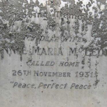 McLEOD Annie Maria -1931