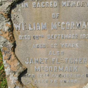 McCORMACK William -1932 &amp; Janet Fletcher -1946