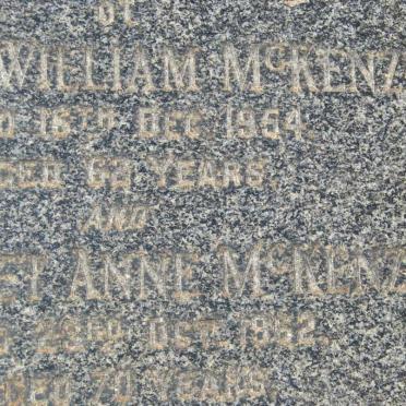 McKENZIE George William -1954 &amp; Margaret Anne -1962