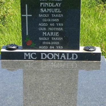 MCDONALD Findlay Samuel -1965 :: MCDONALD Marie -2003