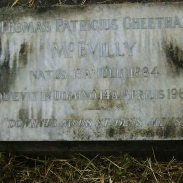 McEVILLY Thomas Patricius Cheetham 1884-1960