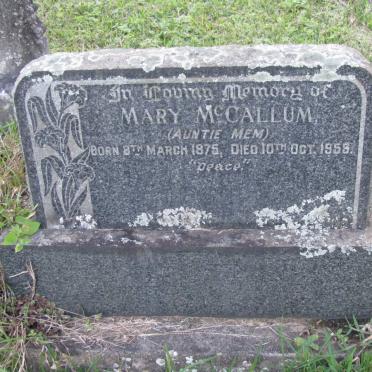 McCALLUM Mary 1875-1955