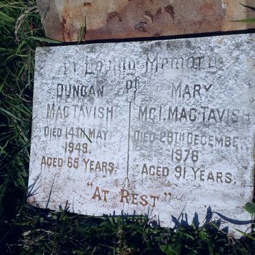 MAC TAVISH Duncan -1949 &amp; Mary MC I. -1976