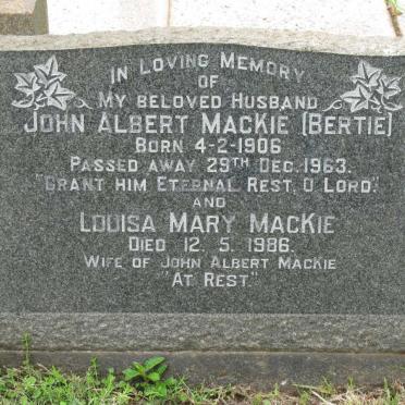 MACKIE John Albert 1906-1963 &amp; Louisa Maria -1986