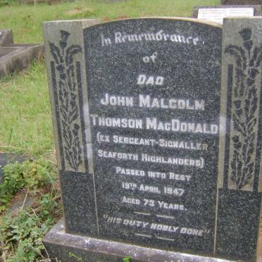 MacDONALD John Malcolm Thomson -1947