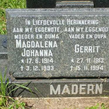 MADERN Gerrit 1913-1994 &amp; Magdalena Johanna 1914-1993