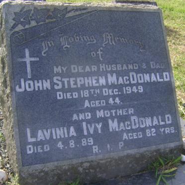 MacDONALD John Stephen -1949 &amp; Lavinia Ivy -1989