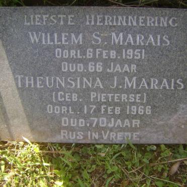 MARAIS Willem S. -1951 &amp; Theunsina J. PIETERSE -1966
