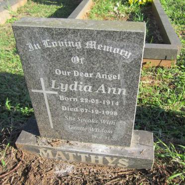 MATTHYS Lydia Ann 1914-1998