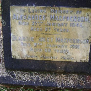 MACPHERSON Alexander -1942 &amp; Blanche Violet -1981