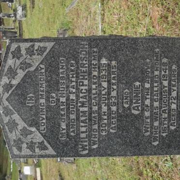 MacPHERSON William -1935 &amp; Annie -1948