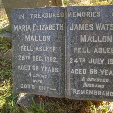 MALLON James Watson -1944 &amp; Maria Elizabeth -1962 :: MALLON Ernest Douglas -1954