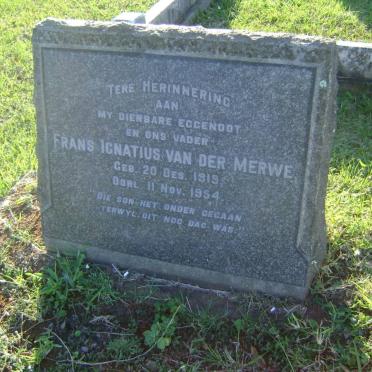 MERWE Frans Ignatius, van der 1919-1954
