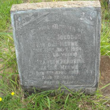 MERWE Petrus Jacobus, van der -1954 &amp; Elizabeth Hendrina -1968
