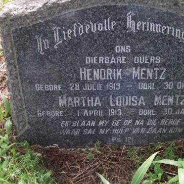 MENTZ Hendrik 1913-1965 &amp; Martha Louisa 1913-1985