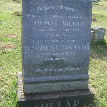 MILLAR Thomas -1953 &amp; Elizabeth Anderson -1974