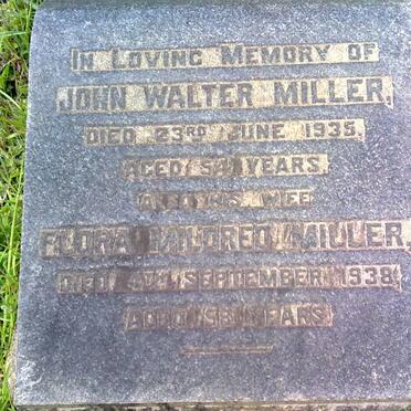 MILLER John Walter -1935 &amp; Flora Mildred -1938