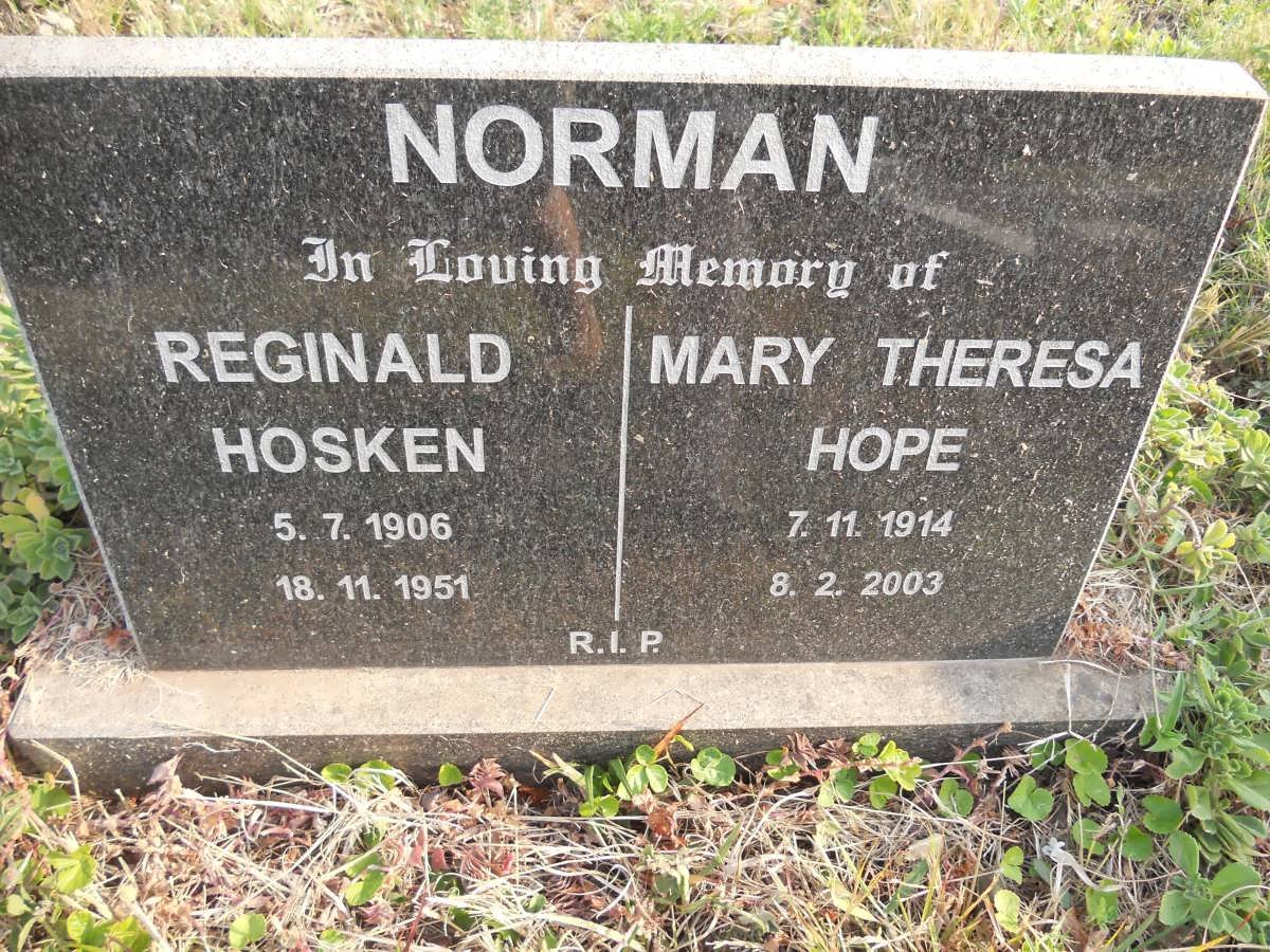 NORMAN Reginald Hosken 1906-1951 &amp; Mary Theresa Hope 1914-2003