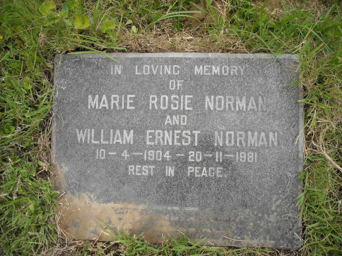 NORMAN William Ernest 1904-1981 &amp; Marie Rosie 