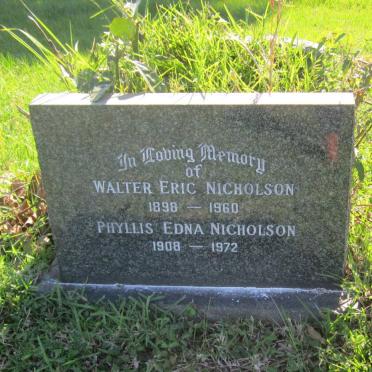NICHOLSON Walter Eric 1898-1960 &amp; Phyllis Edna 1908-1972