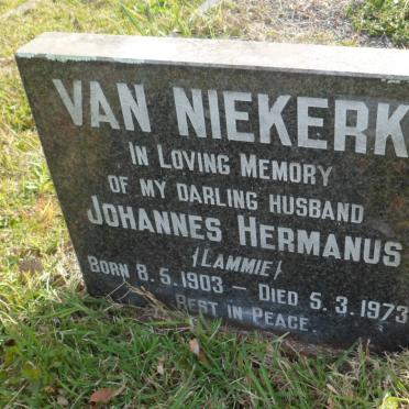 NIEKERK Johannes Hermanus, van 1903-1973