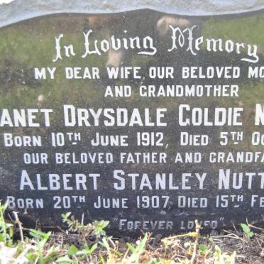 NUTTALL Albert Stanley 1907-1978 &amp; Janet Drysdale Goldie 1912-1973