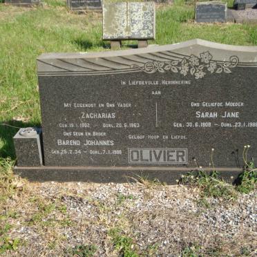 OLIVIER Zacharias 1902-1963 &amp; Sarah Jane 1908-1988 :: OLIVIER Barend Johannes 1934-19?8