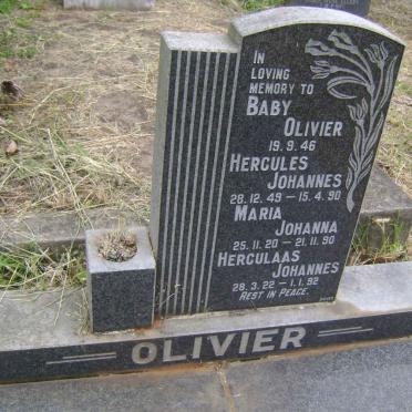 OLIVIER Herculaas Johannes 1922-1992 &amp; Maria Johanna 1920-1990 :: OLIVIER Hercules Johannes 1949-1990 :: OLIVIER Baby 1946-1