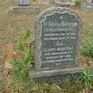 PAGE Lionel Edward 1888-1956 &amp; Gladys Mary 1899-1978