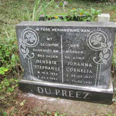 PREEZ Hendrik Stephanus, du 1924-1983 &amp; Johanna Cornelia 1921-1991