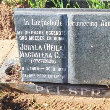 PELSER Johyla Magdalena C.E. nee PRETORIUS 1909-1989