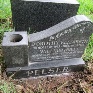 PELSER William 1929-2009 &amp; Dorothy Elizabeth 1933-1986