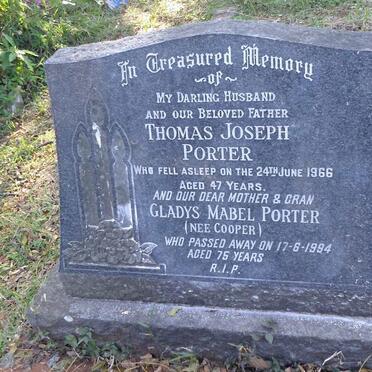 PORTER Thomas Joseph -1966 &amp; Gladys Mabel nee COOPER -1994