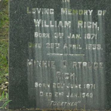 RICH William 1871-1938 &amp; Minnie Gertrude 1871-1949