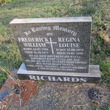 RICHARDS Frederick William 1906-1971 &amp; Regina Louise 1910-2000