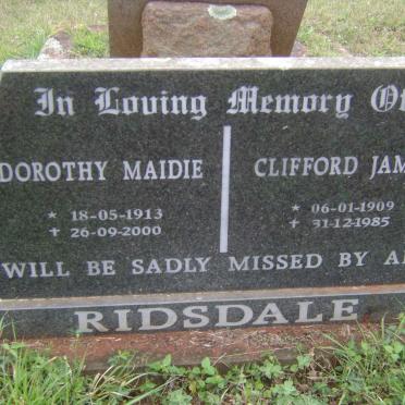 RIDSDALE Clifford James 1909-1985 &amp; Dorothy Maidie 1913-2000