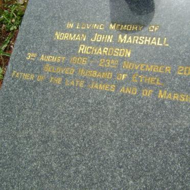 RICHARDSON James Brown 1876-1960 &amp; Sarah Elizabeth 1871-1945 :: RICHARDSON Norman John Marshall 1906-2001