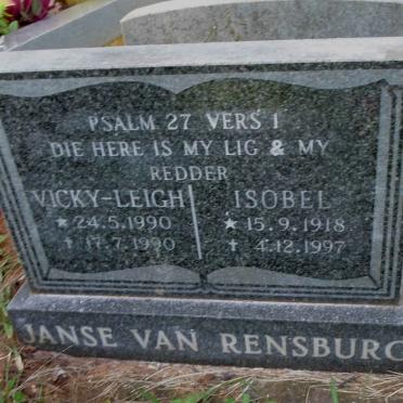 RENSBURG Isobel, Janse van 1918-1997 :: RENSBURG Vicky-Leigh, Janse van 1990-1990