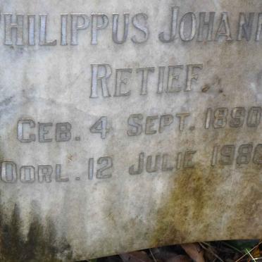 RETIEF Philippus Johannes 1890-1980