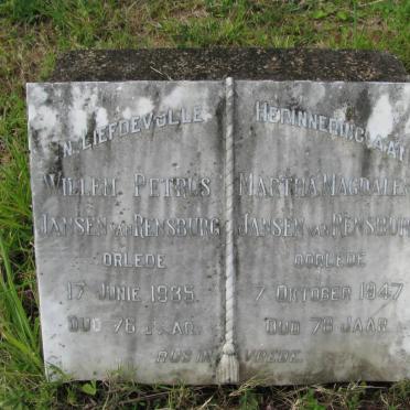 RENSBURG Willem Petrus, Jansen van -1935 &amp; Martha Magdalena -1947 :: ROBERTS Christine Maria, Garrett 1900-1994