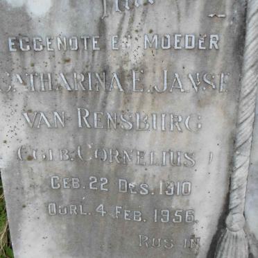 RENSBURG Catharina E., Janse van nee CORNELIUS 1910-1956