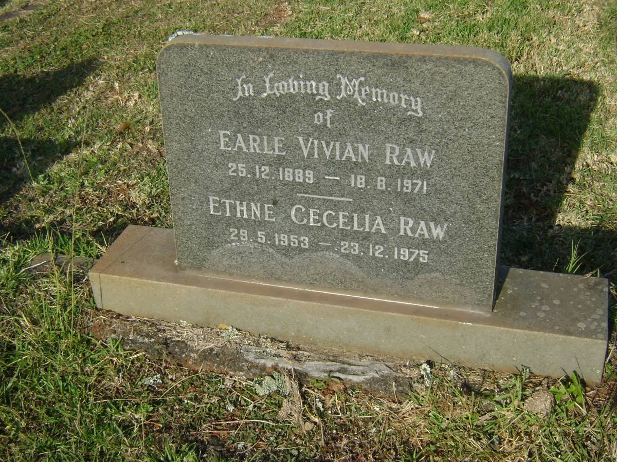 RAW Earle Vivian 1889-1971 &amp; Ethne Cecelia 1953-1975