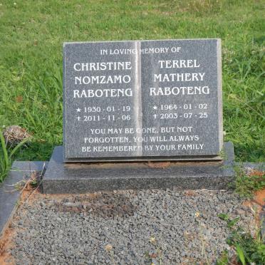 RABOTENG Christine Nomzamo 1930-2011 :: RABOTENG Terrel Mathery 1964-2003