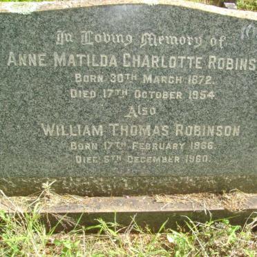 ROBINSON William Thomas 1866-1960 &amp; Anne Matilda Charlotte 1872-1954