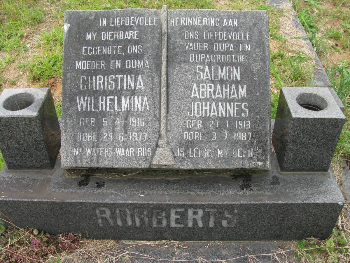 ROBBERTS Salmon Abraham Johannes 1913-1987 &amp; Christina Wilhelmina 1916-1977