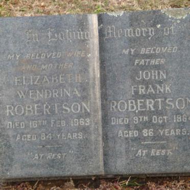 ROBERTSON John Frank -1964 &amp; Elizabeth Wendrina -1963