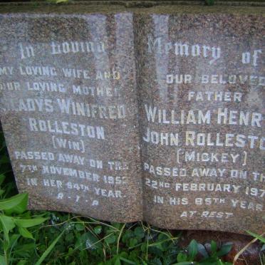 ROLLESTON William Henry John -1975 &amp; Gladys Winifred -1952