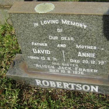 ROBERTSON David -1971 &amp; Annie -1973 :: FRASER Alison Jack -1976