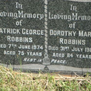 ROBBINS Patrick George -1974 &amp; Dorothy Mary -1988