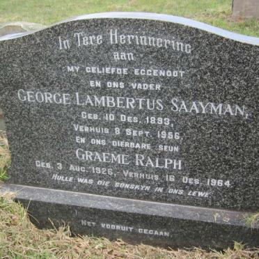 SAAYMAN George Lambertus 1893-1956 :: SAAYMAN Graeme Ralph 1926-1964